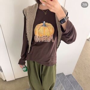 Korean Brown Pumpkin Long Sleeve Shirt